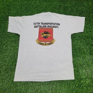 Vintage 757th Transportation Batallion Shirt Large 21x28 Railway